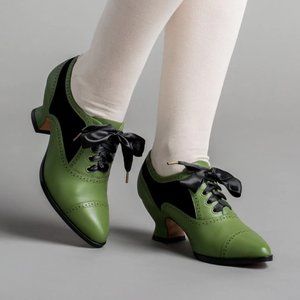 American Duchess Lucille Women's Edwardian Oxfords (Green/Black)